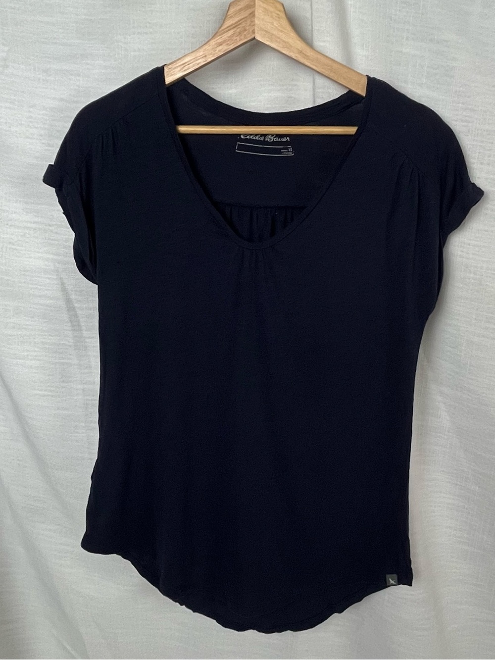 Eddie Bauer Classic Navy Short-Sleeve Scoop Neck Cotton Tee